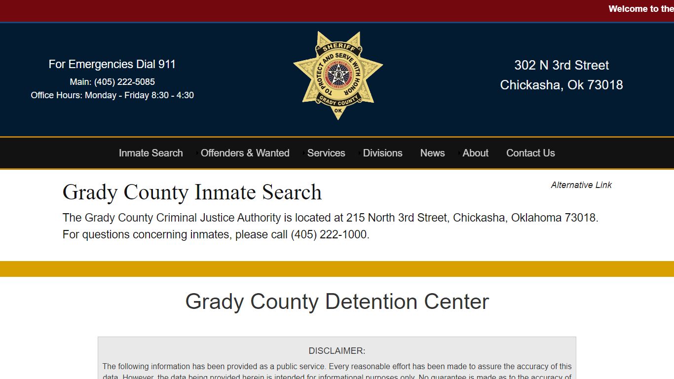 Inmate Search - Grady County Sheriff's Office