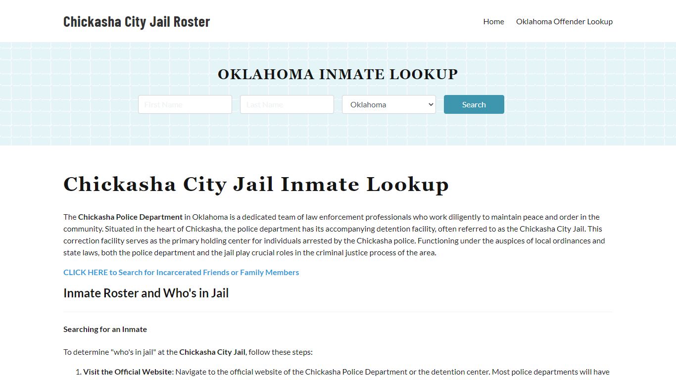 Chickasha Police Department & City Jail, OK Inmate Roster, Arrests ...