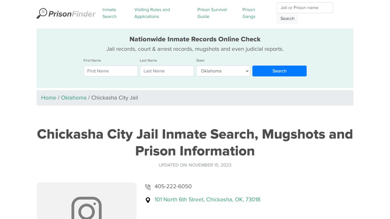 Chickasha City Jail Inmate Search, Mugshots, Visitation, Phone no ...